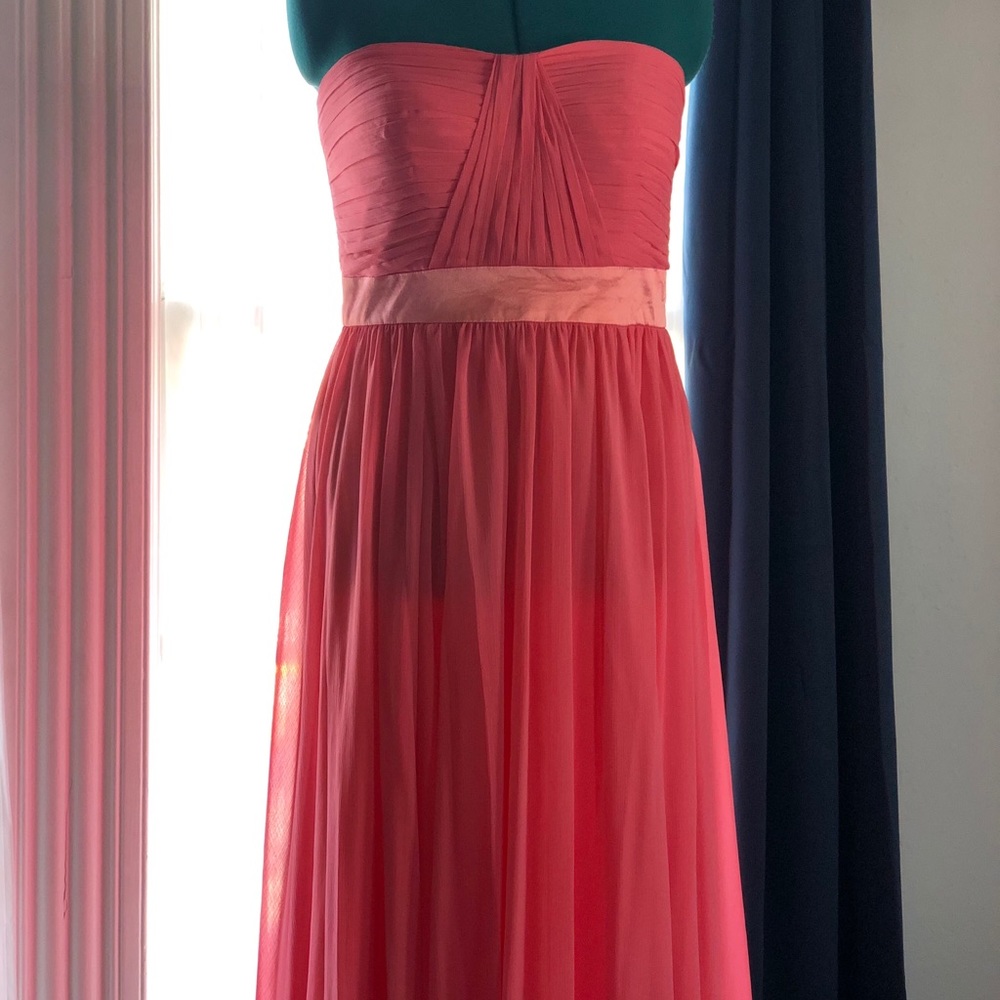 Strapless Chiffon Gown Coral 14